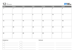 Monatskalender im querformat mit Ereignisliste und Notizbereich