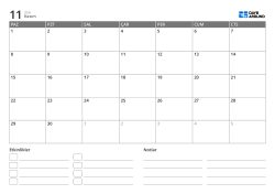 etkinlik listesi ve not alanı içeren yatay aylık takvim şablonu