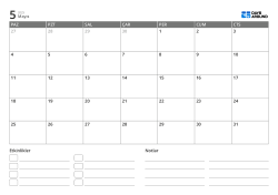 etkinlik listesi ve not alanı içeren yatay aylık takvim şablonu