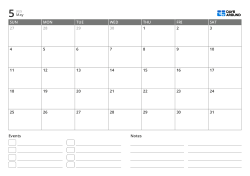 landscape monthly calendar template with event list and notes area