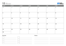 plantilla de calendario mensual horizontal con lista de eventos y área de notas