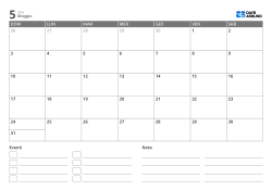 modello di calendario mensile orizzontale con elenco eventi e area note