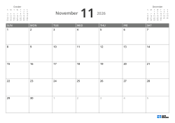 A previous-month mini calendar on the top left and a next-month mini calendar on the top right, with a 7 × 5 monthly calendar below – monthly calendar template (Horizontal).