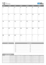 Monatskalender im Hochformat mit Zielen, To-do-Liste und Daily Tracker im unteren Bereich