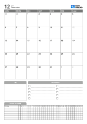 Monatskalender im Hochformat mit Zielen, To-do-Liste und Daily Tracker im unteren Bereich