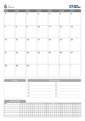 Alt bölümde hedefler, yapılacaklar ve günlük takip alanı bulunan dikey aylık takvim şablonu