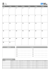 Modèle de calendrier mensuel portrait avec objectifs, liste de tâches et suivi quotidien en bas de page