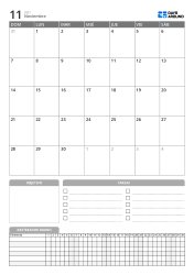 Plantilla de calendario mensual vertical con objetivos, lista de tareas y seguimiento diario en la parte inferior