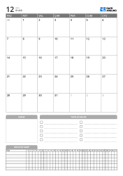 Alt bölümde hedefler, yapılacaklar ve günlük takip alanı bulunan dikey aylık takvim şablonu