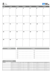 Modèle de calendrier mensuel portrait avec objectifs, liste de tâches et suivi quotidien en bas de page