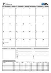 Modèle de calendrier mensuel portrait avec objectifs, liste de tâches et suivi quotidien en bas de page