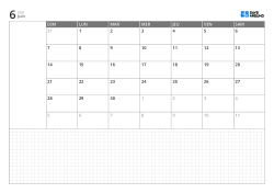 Modèle de calendrier mensuel paysage avec calendrier sur 6 semaines commençant le dimanche, espace de notes à gauche et grande grille en bas