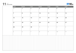 Landscape monthly calendar template with Sunday-start 6-week calendar, left memo area and large bottom grid note section