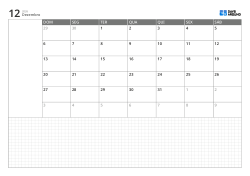 Modelo de calendário mensal em paisagem com calendário de 6 semanas iniciando no domingo, área de notas à esquerda e ampla grade inferior