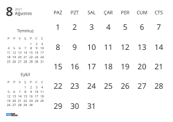 Yalnızca tarihleri gösteren ve önceki ile sonraki ayın mini takvimlerini içeren aylık takvim şablonu (Yatay)