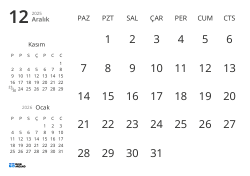 Yalnızca tarihleri gösteren ve önceki ile sonraki ayın mini takvimlerini içeren aylık takvim şablonu (Yatay)