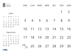 Modèle de calendrier mensuel affichant uniquement les dates avec mini-calendriers du mois précédent et du mois suivant (Paysage)