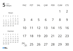 Yalnızca tarihleri gösteren ve önceki ile sonraki ayın mini takvimlerini içeren aylık takvim şablonu (Yatay)