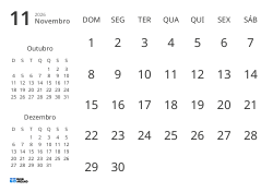 Modelo de calendário mensal com apenas as datas e mini calendários do mês anterior e seguinte (Paisagem)