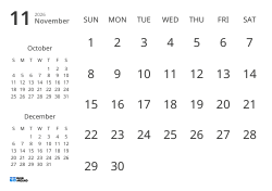 Monthly calendar template showing only dates with mini calendars for the previous and next months (Landscape)