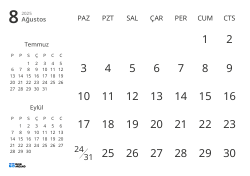 Yalnızca tarihleri gösteren ve önceki ile sonraki ayın mini takvimlerini içeren aylık takvim şablonu (Yatay)