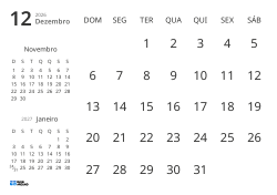 Modelo de calendário mensal com apenas as datas e mini calendários do mês anterior e seguinte (Paisagem)
