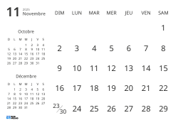 Modèle de calendrier mensuel affichant uniquement les dates avec mini-calendriers du mois précédent et du mois suivant (Paysage)