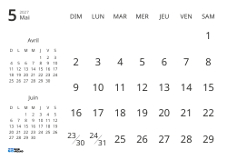 Modèle de calendrier mensuel affichant uniquement les dates avec mini-calendriers du mois précédent et du mois suivant (Paysage)
