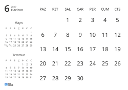 Yalnızca tarihleri gösteren ve önceki ile sonraki ayın mini takvimlerini içeren aylık takvim şablonu (Yatay)
