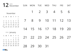 Monthly calendar template showing only dates with mini calendars for the previous and next months (Landscape)