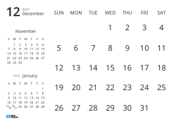 Monthly calendar template showing only dates with mini calendars for the previous and next months (Landscape)