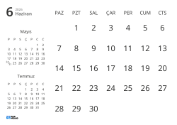 Yalnızca tarihleri gösteren ve önceki ile sonraki ayın mini takvimlerini içeren aylık takvim şablonu (Yatay)
