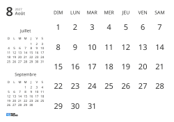Modèle de calendrier mensuel affichant uniquement les dates avec mini-calendriers du mois précédent et du mois suivant (Paysage)