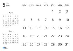 Modèle de calendrier mensuel affichant uniquement les dates avec mini-calendriers du mois précédent et du mois suivant (Paysage)