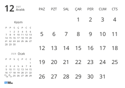 Yalnızca tarihleri gösteren ve önceki ile sonraki ayın mini takvimlerini içeren aylık takvim şablonu (Yatay)
