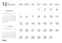 Monatliche Kalender-Vorlage mit reinem Datumsraster und Mini-Kalendern für Vormonat und Folgemonat (Querformat)