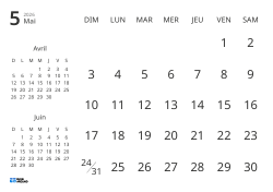 Modèle de calendrier mensuel affichant uniquement les dates avec mini-calendriers du mois précédent et du mois suivant (Paysage)