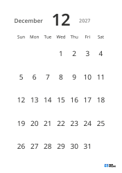 Portrait monthly calendar template with large dates and high readability