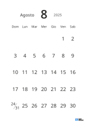 Modello di calendario mensile verticale con date grandi e alta leggibilità