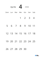 Modello di calendario mensile verticale con date grandi e alta leggibilità