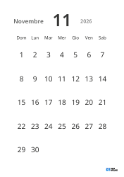 Modello di calendario mensile verticale con date grandi e alta leggibilità