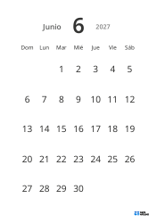 Plantilla de calendario mensual vertical con fechas grandes y alta legibilidad