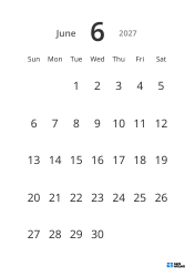 Portrait monthly calendar template with large dates and high readability