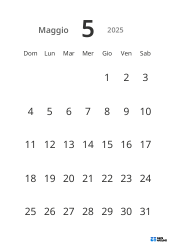 Modello di calendario mensile verticale con date grandi e alta leggibilità