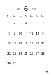Modèle de calendrier mensuel portrait avec grandes dates et haute lisibilité