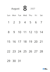 Portrait monthly calendar template with large dates and high readability