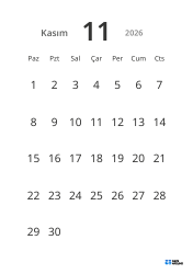 Büyük tarihli ve yüksek okunabilirliğe sahip dikey aylık takvim şablonu
