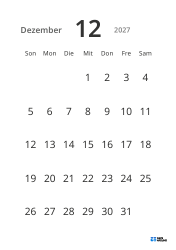 Gut lesbare Monatskalender-Vorlage im Hochformat mit großen Datumszahlen