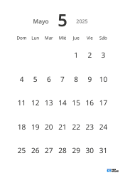 Plantilla de calendario mensual vertical con fechas grandes y alta legibilidad