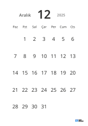 Büyük tarihli ve yüksek okunabilirliğe sahip dikey aylık takvim şablonu